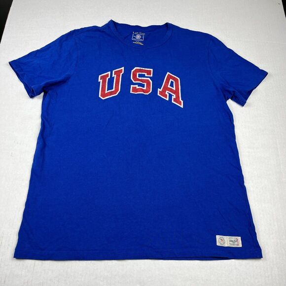 Ralph Lauren Mens USA T-Shirt Blue Crew Neck Patriotic Tee Short Sleeve LARGE - Picture 1 of 10